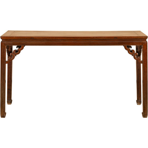 清 红木束腰马蹄腿云纹角牙画桌 商品图5