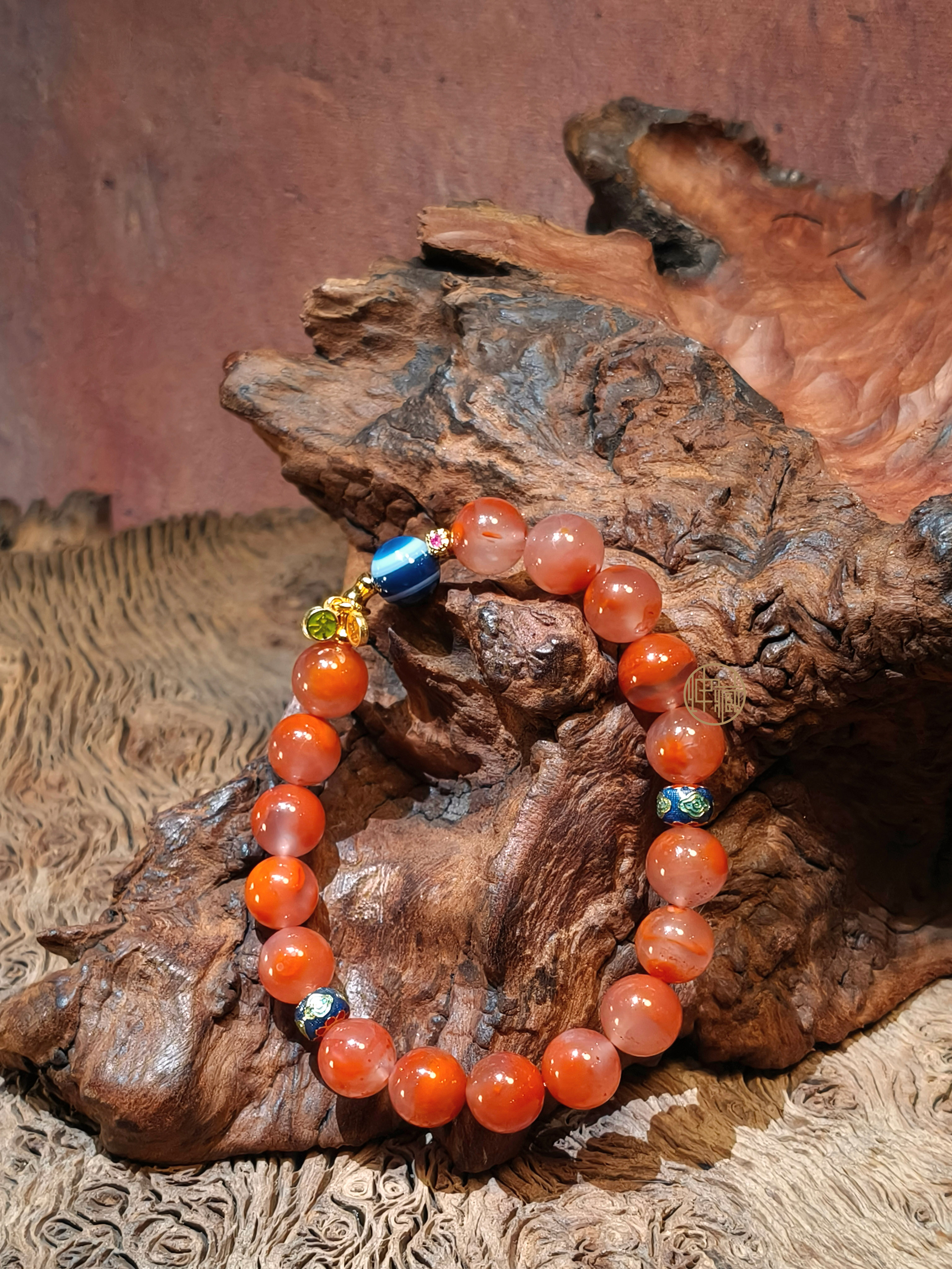 梁山南红配巴西琉璃光药师天眼天珠手链