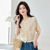 小香风配裙子短款针织开衫，五分袖薄款t恤上衣冰丝中袖外套CC- 66-77009 商品缩略图1