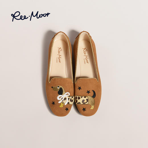 REEMOOR睿慕丨超萌限定款可爱动物刺绣系列豆豆鞋豹豹小腊狗（R38525） 商品图1