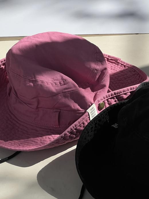 两色纯棉渔夫帽，梅子色超好看，配防风绳！不退不换~ 商品图3