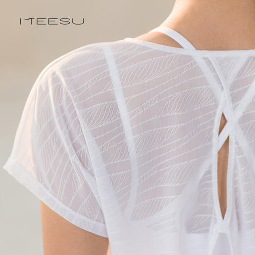 美愫瑜伽服罩衫女夏短袖运动罩衫时尚修身跑步健身瑜伽服显瘦上衣 商品图3