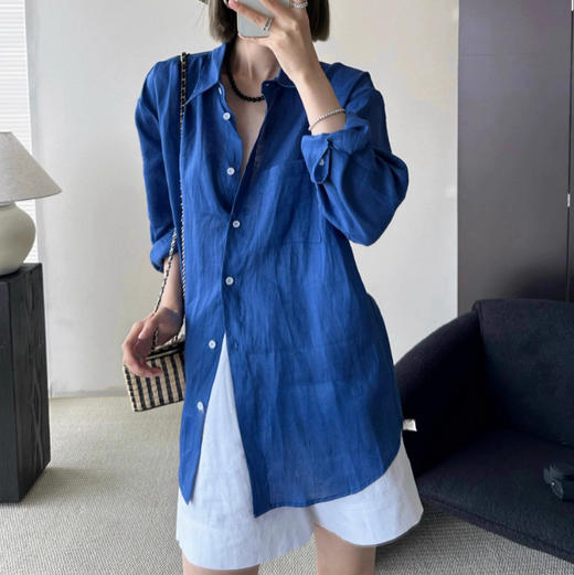 【巨舒适！怎么搭配都好看！！！】法式百搭衬衫防晒上衣，薄款宽松老钱风，开衫外套，细腻亚麻面料，春夏热销单品，让你女神气质倍增，轻松hold住夏日清爽风。 商品图7