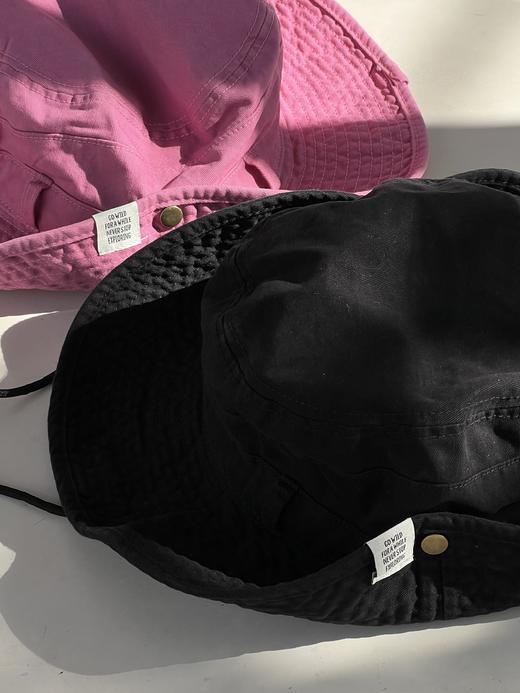 两色纯棉渔夫帽，梅子色超好看，配防风绳！不退不换~ 商品图4