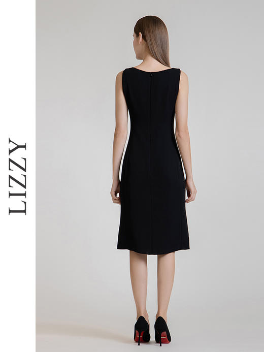 LIZZY夏季百搭简约气质通勤醋酸小鱼尾无袖连衣裙8134 商品图3
