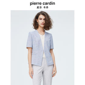 皮尔卡丹女装新款时尚肌理商务干练短袖小西服P4246L4017L3