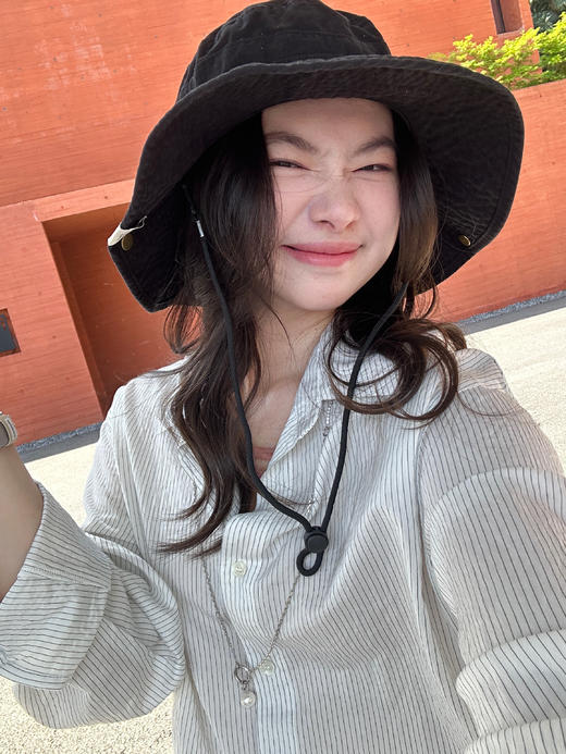 两色纯棉渔夫帽，梅子色超好看，配防风绳！不退不换~ 商品图7