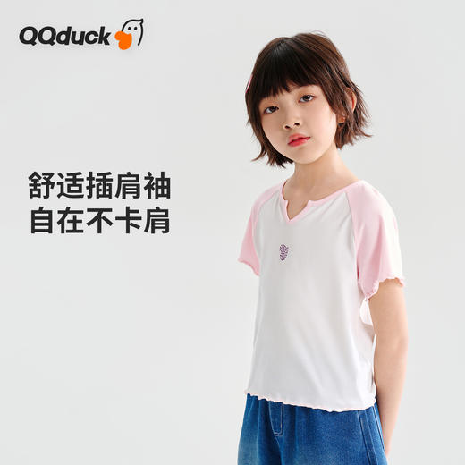【120-165】【可可鸭】女童夏季短袖T恤修身小短款 商品图5