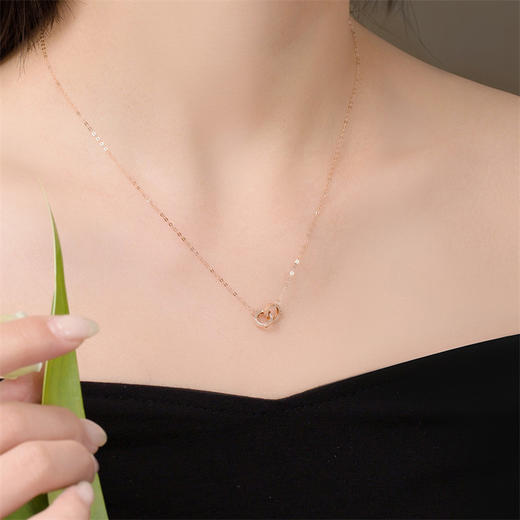 【福利拼团】18k金项链 简约双环项链环环相扣套链女士礼物MEMORA诗普琳KN313501（线上专供） 商品图6