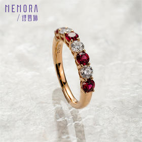 花园系列18k金红宝石戒指 闪耀宝石排戒女士礼物RR221103