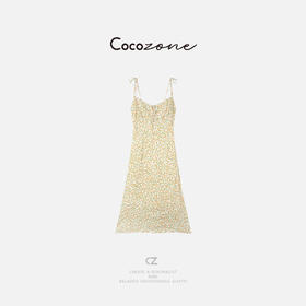 COCO ZONE 刘一一 2025新款气质收腰碎花显瘦吊带连衣裙CD2A0125