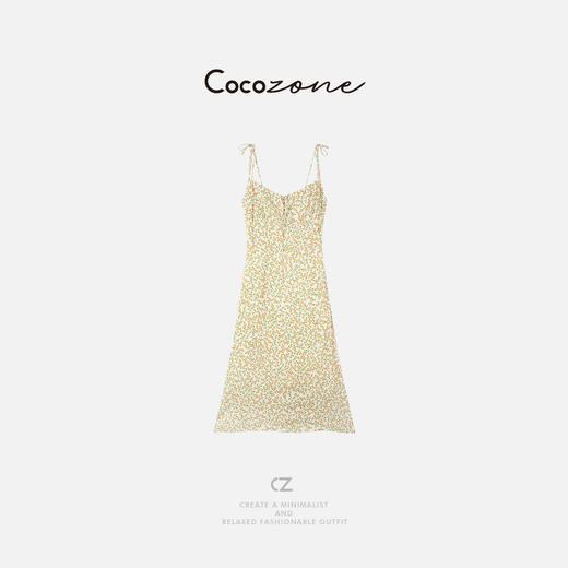 COCO ZONE 刘一一 2025新款气质收腰碎花显瘦吊带连衣裙CD2A0125 商品图0