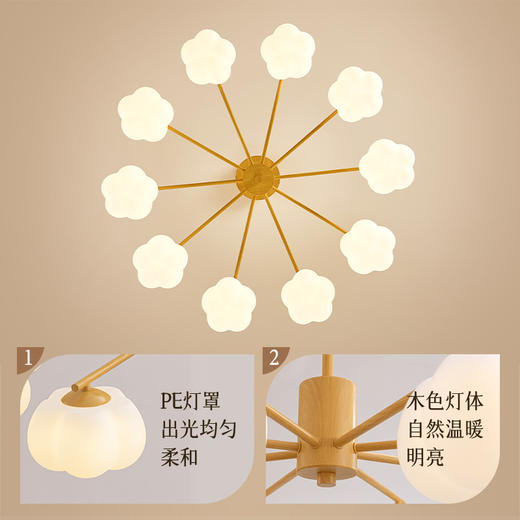 欧普（OPPLE）奶油泡泡客厅吊灯奶油风装饰灯 商品图2