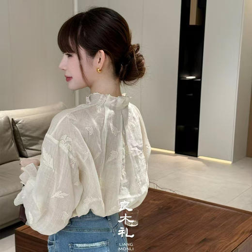 良木礼轻奢洋气小香风蕾丝木耳边衬衫（18826） 商品图1