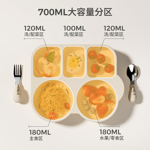 *babypods宝宝餐盘儿童餐具套装婴儿吃饭专用分格辅食碗吸盘硅胶碗 商品图4