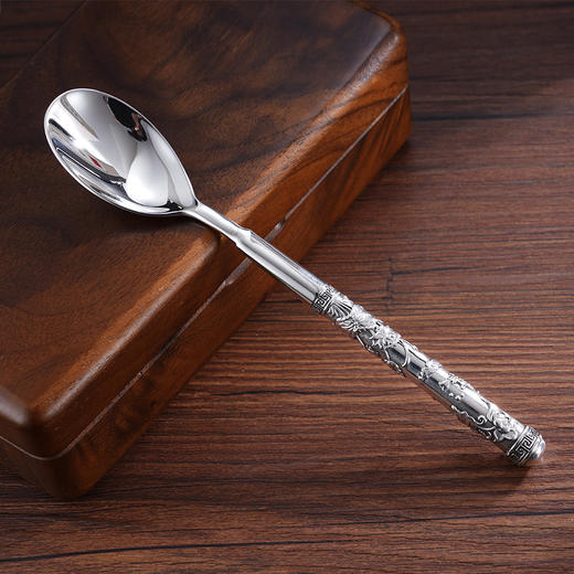 子佩集S999银【暮鼓】勺子摆件花满福堂【SZ000405】纯银餐具鱼莲2503 商品图5