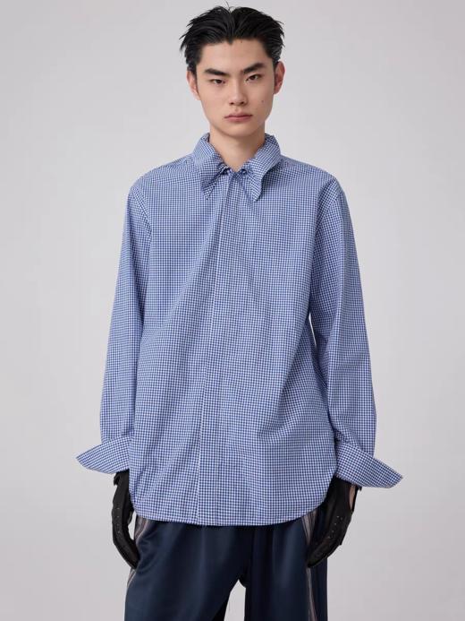 Simple Project/Y2563/“伞蜥”格纹收腰长袖衬衫 商品图0
