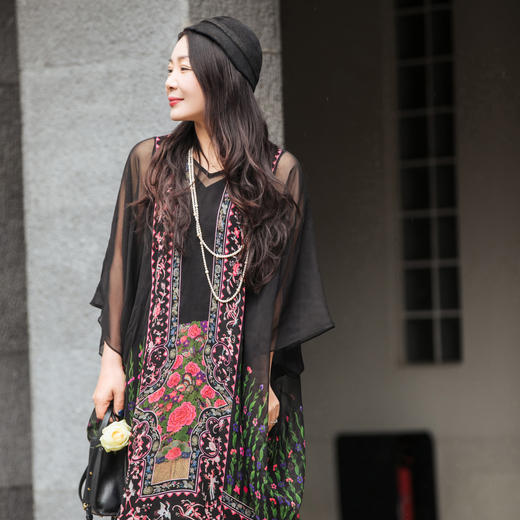 【林栖设计小店】秀场同款马面裙元素印花连衣裙复古2025夏季新品长裙女1952123 商品图3