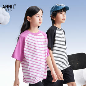 男女童圆领短袖针织衫夏季新款安奈儿童装EM521109