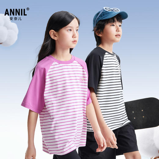 男女童圆领短袖针织衫夏季新款安奈儿童装EM521109 商品图0