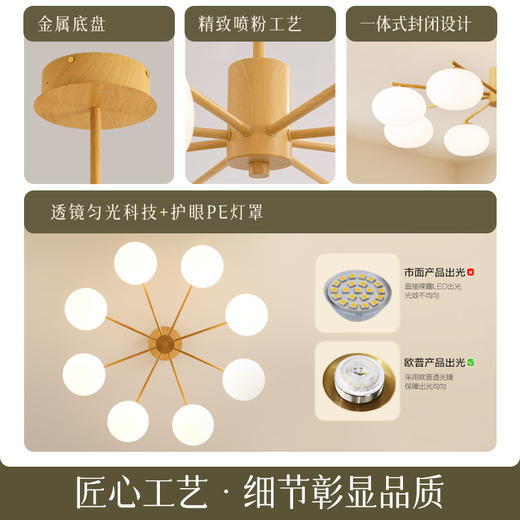 欧普（OPPLE）原木奶油风吊灯喜柿多多全光谱Ra95智能客卧餐厅 商品图1