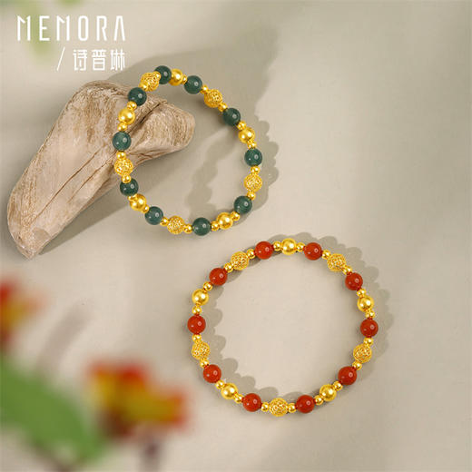 【热卖臻品】锦绣系列 南红翡翠花丝金珠手链足金黄金手串【按克计价黄金2】MEMORA诗普琳GB304301、GB304302 商品图9