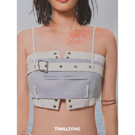 TIWILLTANG就异是“托卡塔”条带拼皮抹胸修身显瘦外穿上衣女夏 商品图3
