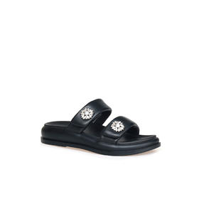 豪麟名鞋奥莱迪嘉女鞋凉拖羊皮革DJHJO51WL202黑色  原价1660元