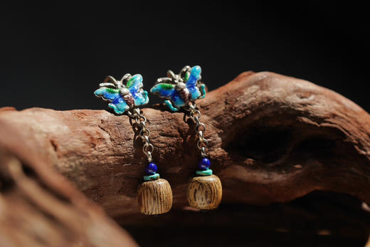 非遗｜沉香烧蓝耳坠 商品图0