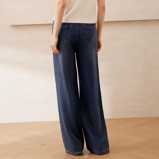 EITIE爱特爱莱赛尔直筒显瘦复古高腰阔腿牛仔裤2025年夏季新款B2505612 商品图4