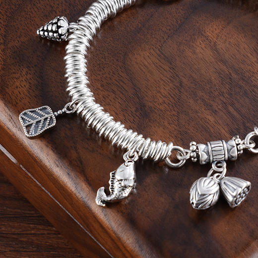 子佩集S925银【扇舞铃音】手串【TSB0001-53】纯银手链仿古鱼扇子莲蓬铃铛可响钱串腰缠万贯盘缠盘缠2503 商品图4