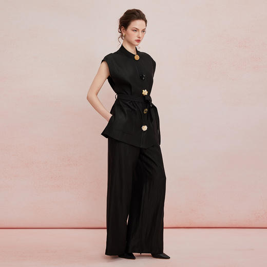 QF401斯尔丽2025夏季新款立体手工绣花上衣高端套装茶歇休闲阔腿裤套装 商品图8