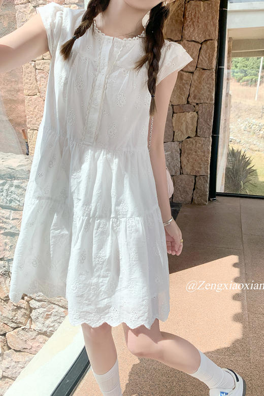 <曾小咸推荐>现货秒杀！最后一波 ！甜美风白色小飞袖A字连衣裙 短款 日常199.99 立减110 秒杀89.99！长款 日常209.99 立减110 秒杀99.99！ 商品图6