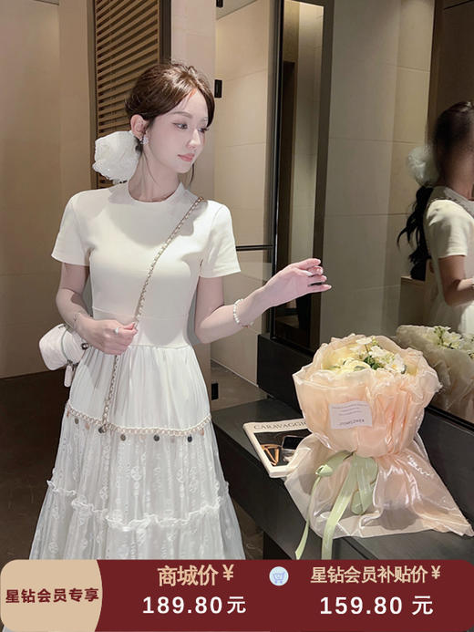 张心子【爱丽丝甜梦】夏款圆领品质显瘦气质连衣裙 U2503094 商品图0