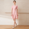 EITIE爱特爱新中式对襟珍珠盘扣收腰显瘦粉色连衣裙夏季新款B2507668 商品缩略图1
