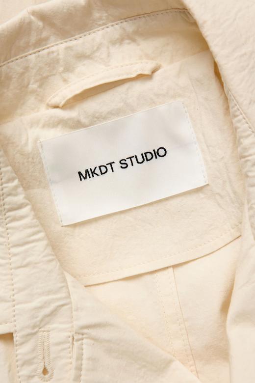 Mark Kenly Domino Tan 本白色肌理棉廓形长外套 商品图3