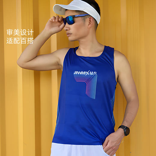 新跑道轻薄透速干运动男背心无缝贴胶方领宽肩宽背 商品图3
