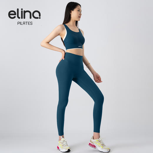 一恋•普拉提 2025春季新款固定杯撞色交叉美背瑜伽背心无T线高腰裸感长裤瑜伽套装EMM017+EMM218 商品图5