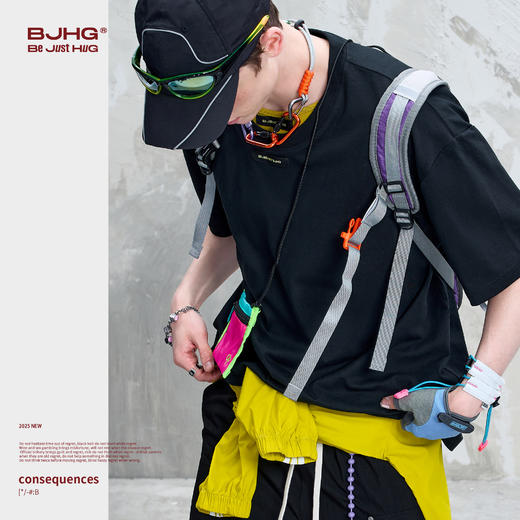 BJHG不计后果撞色双领t恤短袖男款夏季设计感速干凉感抑菌功能T恤 商品图2