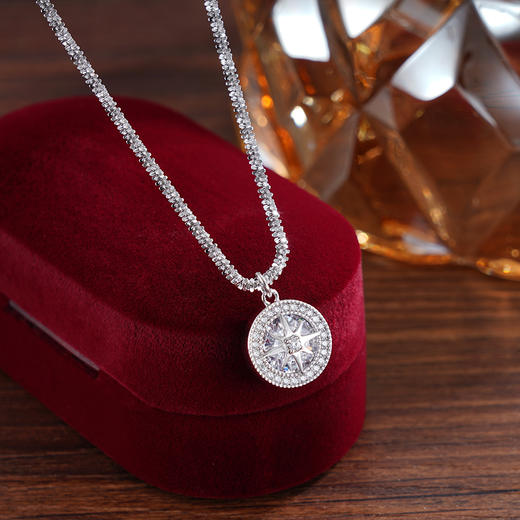 子佩集S925银【星芒幻梦】套链【FYL-1474】纯银项链时尚圆形星芒锆石八芒星2503 商品图3