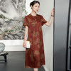 复古中式改良旗袍裙，文艺斜襟立领香云纱真丝短袖连衣裙子KQN-54830 商品缩略图3
