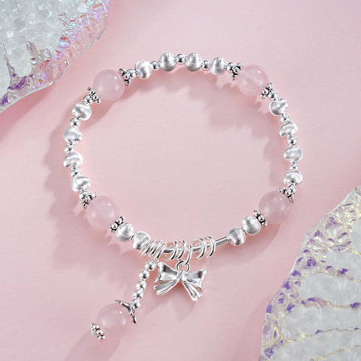 子佩集S925银【粉红思绪】手串【TSB0001-50】纯银手链粉晶蝴蝶结2503 商品图1