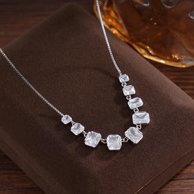 子佩集S925银【涟漪素影】套链【YL-7657】纯银项链时尚小方块锆石2503