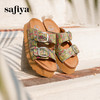 Safiya/索菲娅2025一脚蹬轻便厚底印花复古双扣带露趾勃肯凉拖 SFD2110156 商品缩略图3
