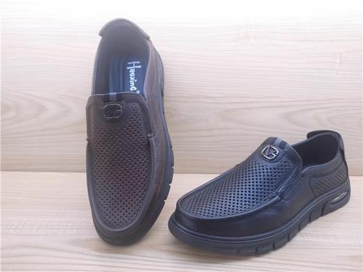 豪行夏季新款正品真皮休闲舒适低跟冲孔男凉鞋皮鞋13242965 商品图3