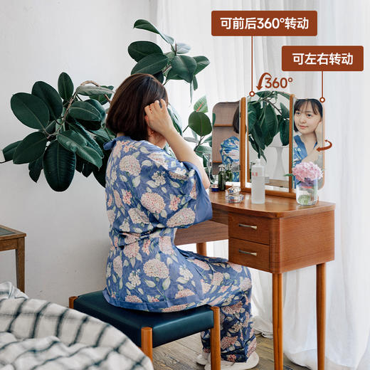 伽罗 JALO MCM风格柚木三叠镜小梳妆桌 商品图1