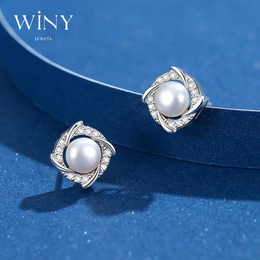 Winy999足银臻爱珍珠耳钉（耳针925银）配证书 商品图2