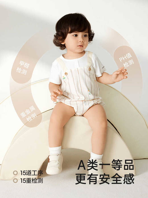 英氏婴儿衣服夏季亲肤纯棉男宝连体衣假两件包屁衣YRHGJ2R013A 商品图1