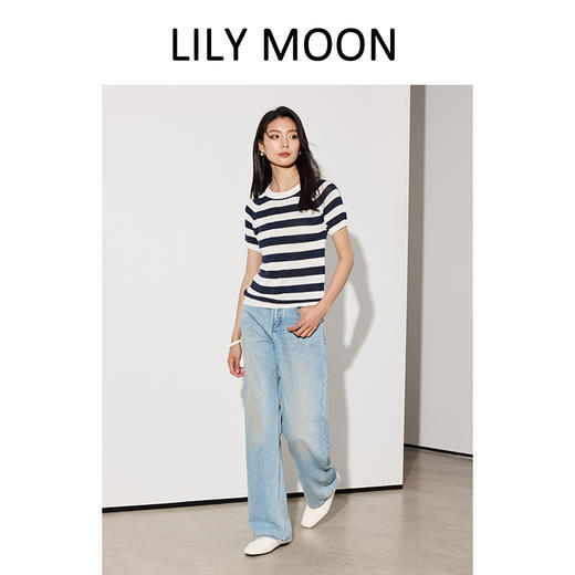 LILY MOON进口和纸纱天丝圆领套头针织衫LM1209 商品图1