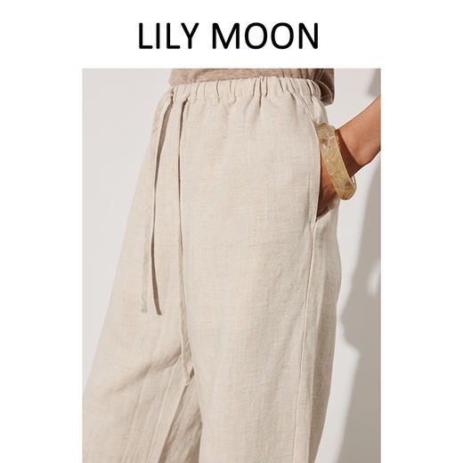 【75%天丝+25%亚麻】LILY MOON天丝亚麻松紧腰抽绳阔腿裤LM1228 商品图1
